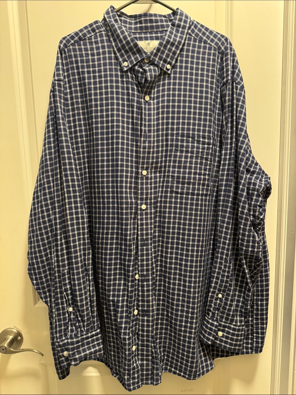 Classic Men's 2XLT Blue Check Button-Down Shirt